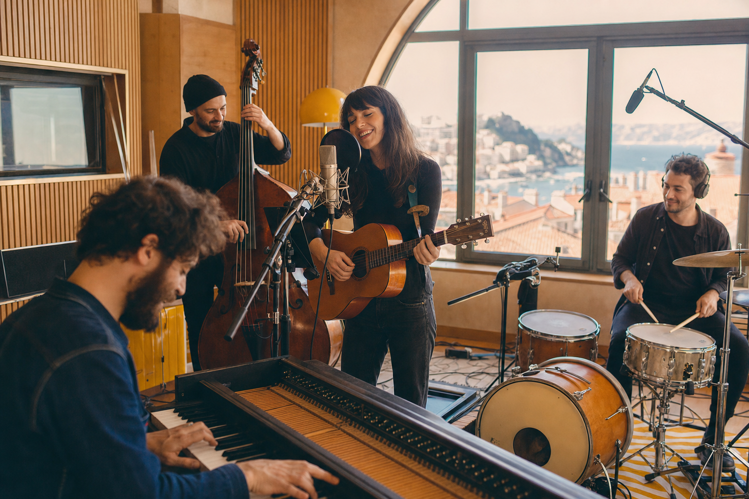 Musiciens en enregistrement à Marseille